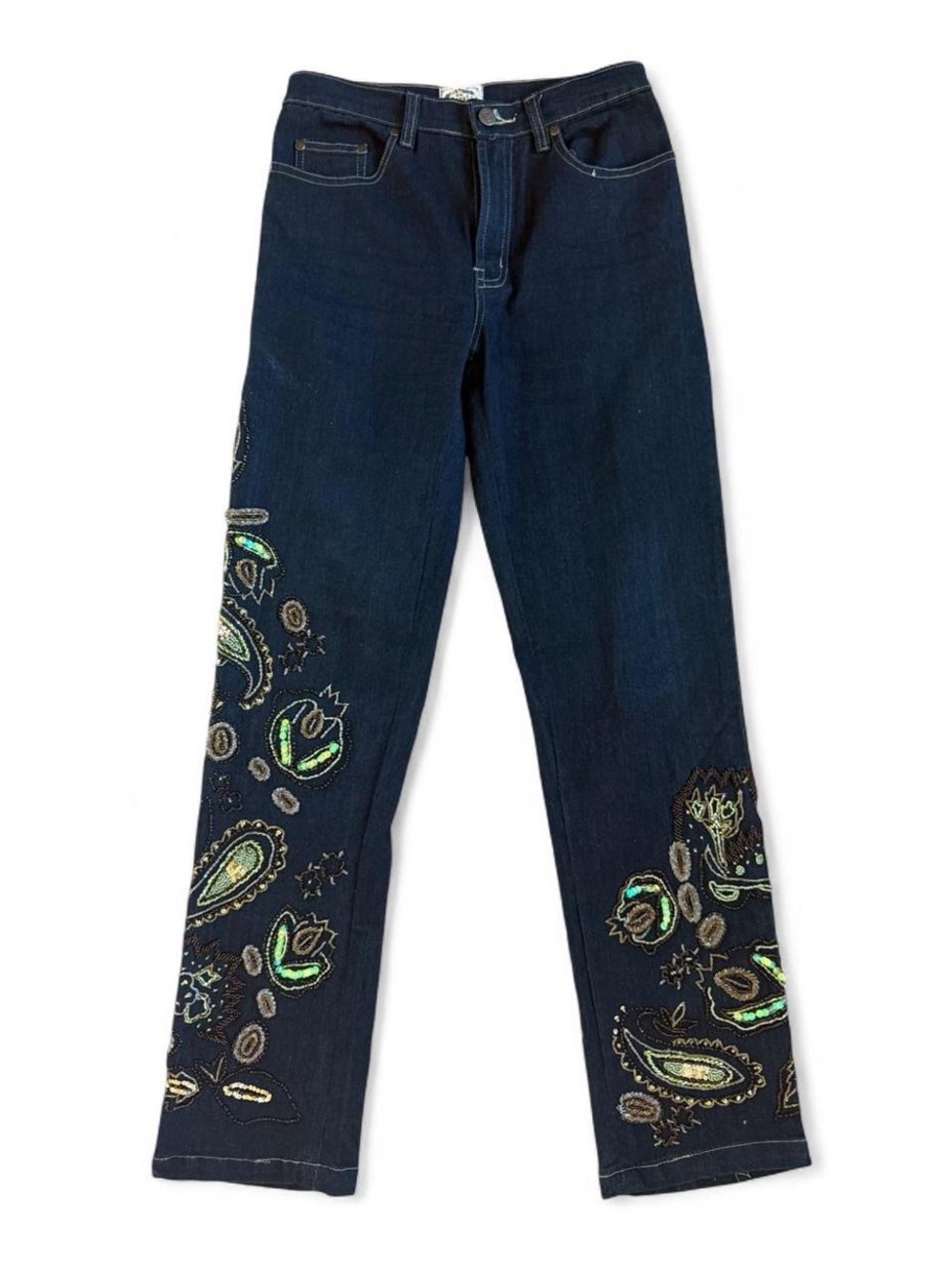 Y2k 24 Karat embroidered paisley jeans Size 2